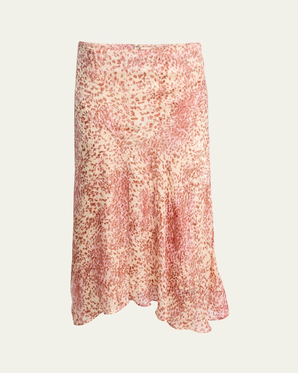 Lisanne Spotted Velvet Burnout Midi Skirt